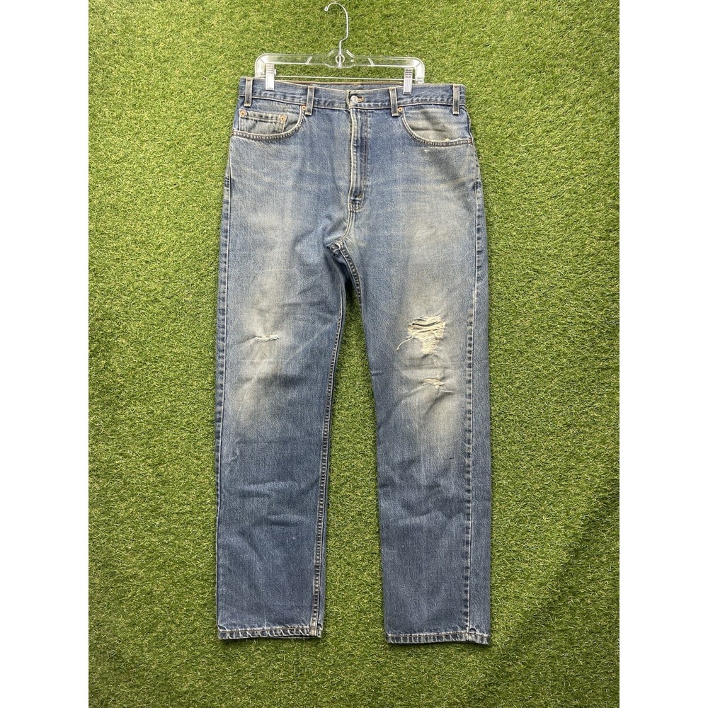 Vintage 90s Levis 505 Jeans Mens 38x34 Red Tab Straight Leg Medium Wash 1999